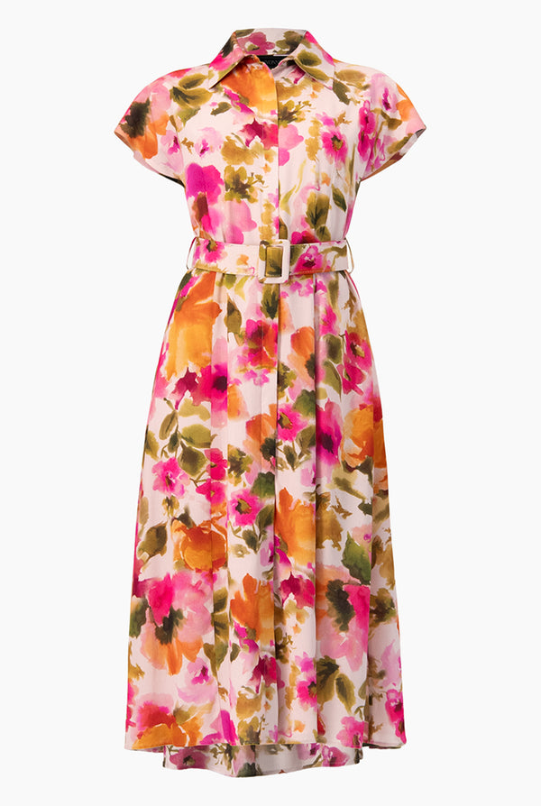 Vestido midi estampado con cinturon