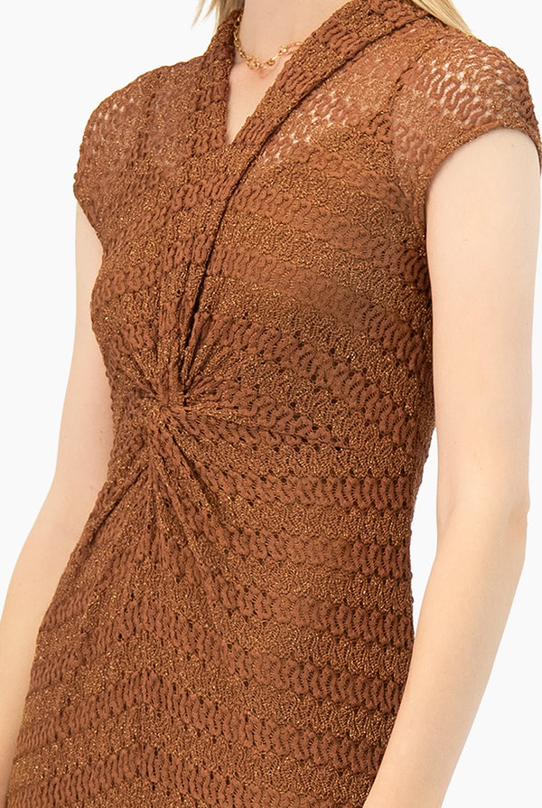 Vestido largo tejido hombro caido