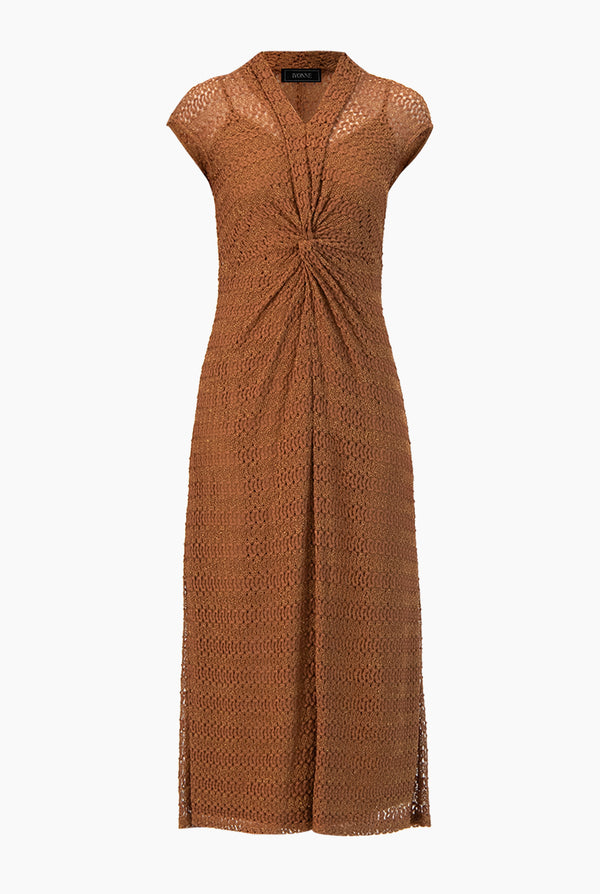 Vestido largo tejido hombro caido