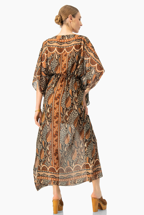 Vestido largo manga tipo murcielago