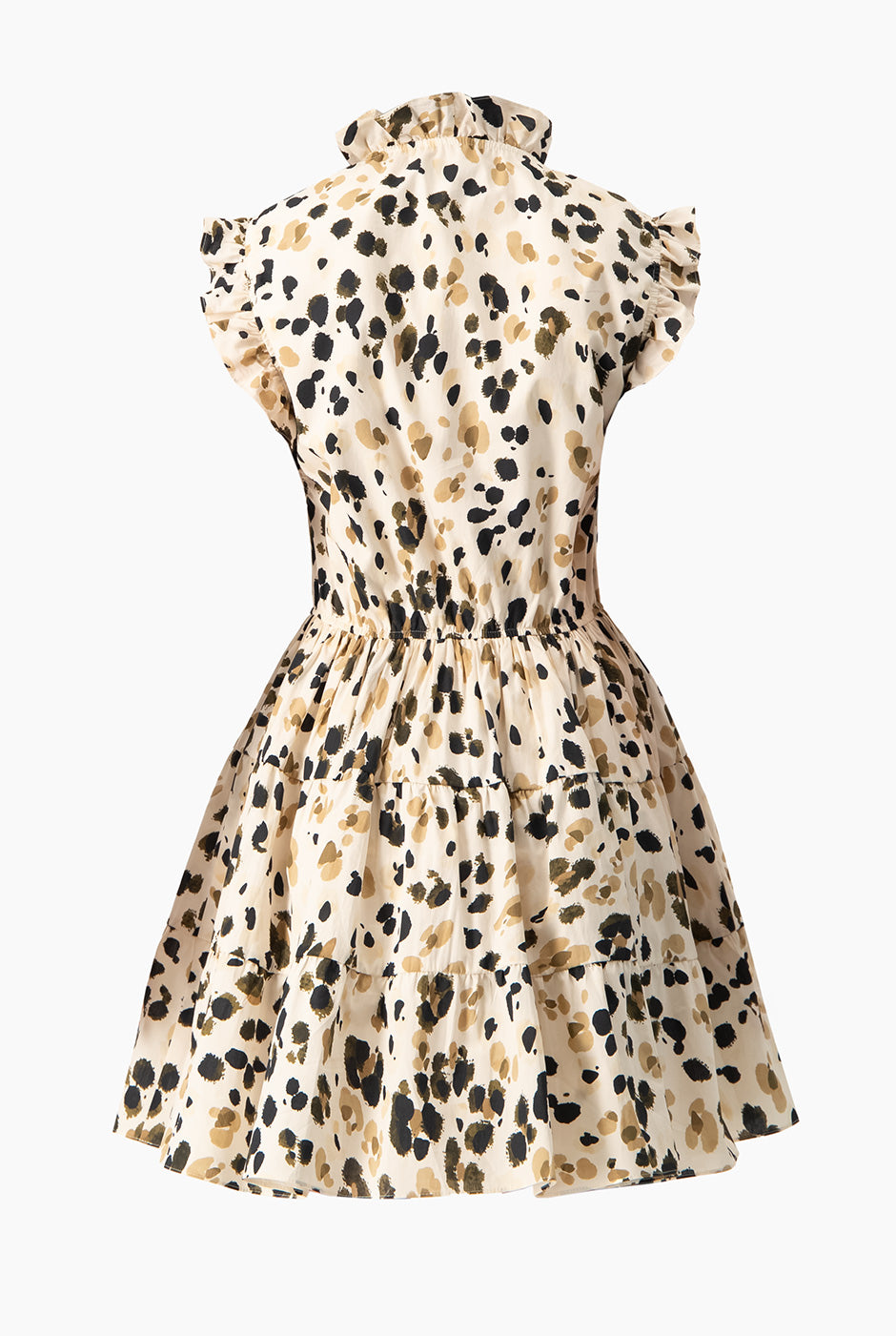 Vestido corto estampado y volantes