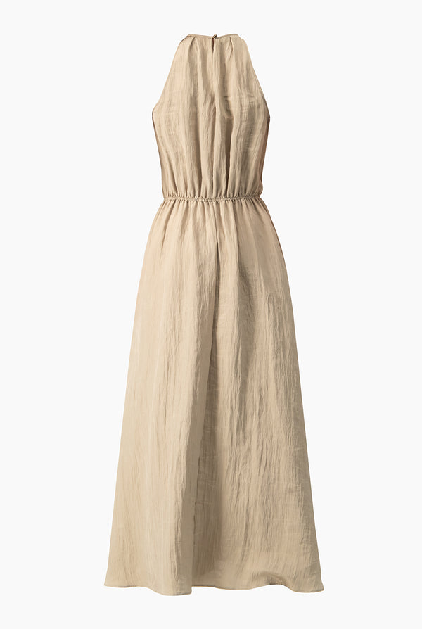 Vestido largo en tono arena