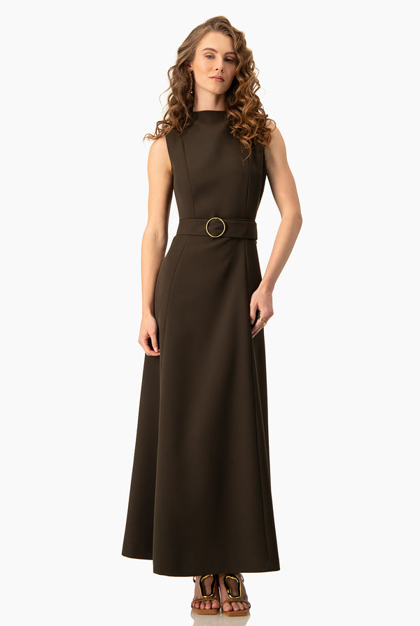 Vestido olivo largo sin mangas