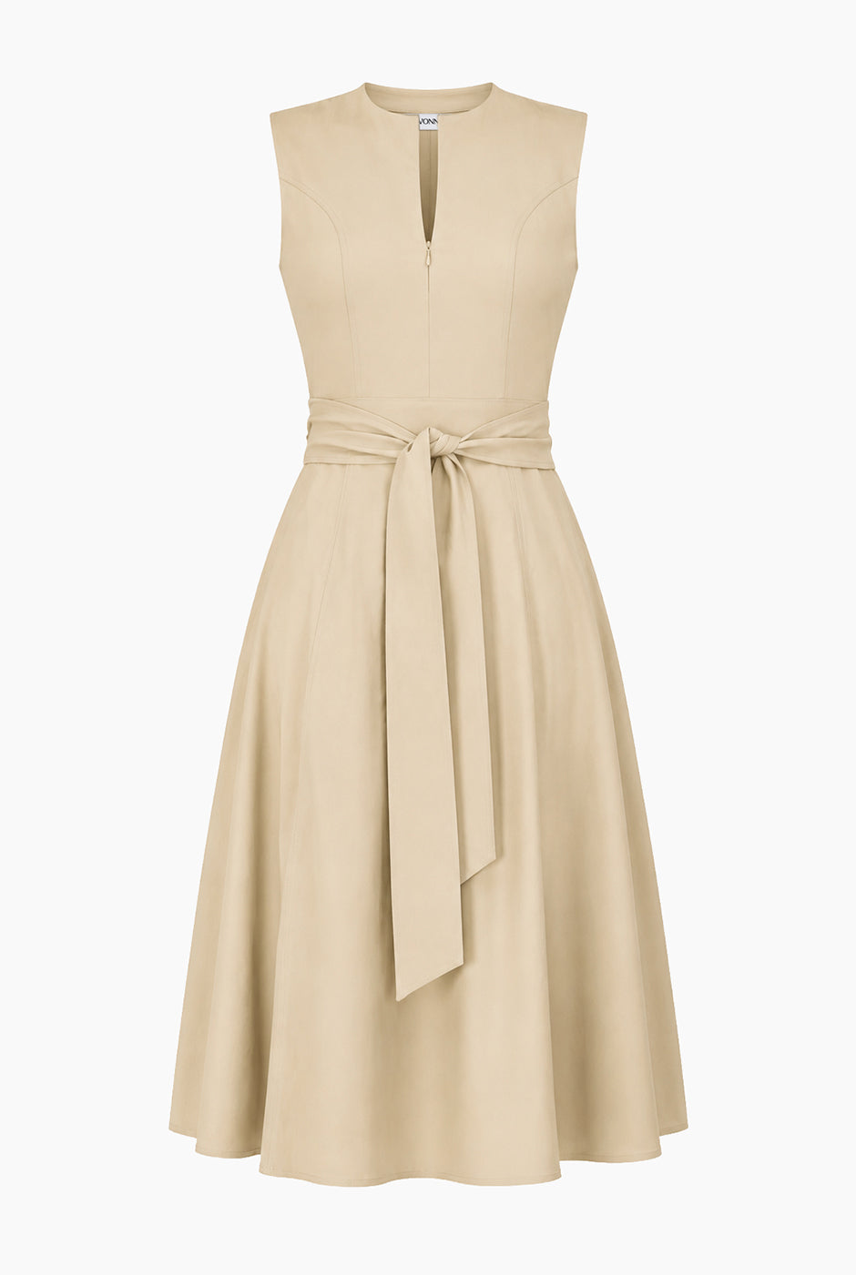 Vestido midi con cinta en cintura