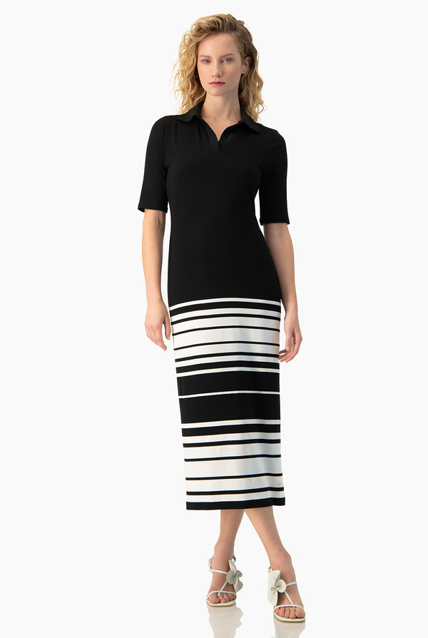 Vestido midi cuello tipo camisero