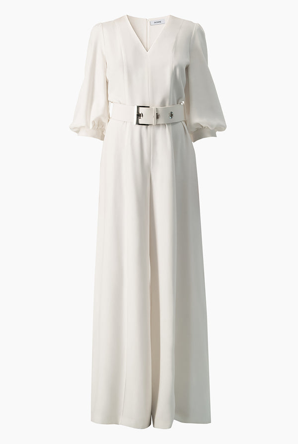 Jumpsuit blanco de manga globo