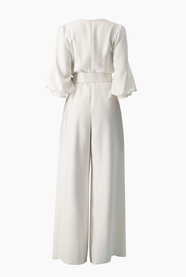 Jumpsuit blanco de manga globo