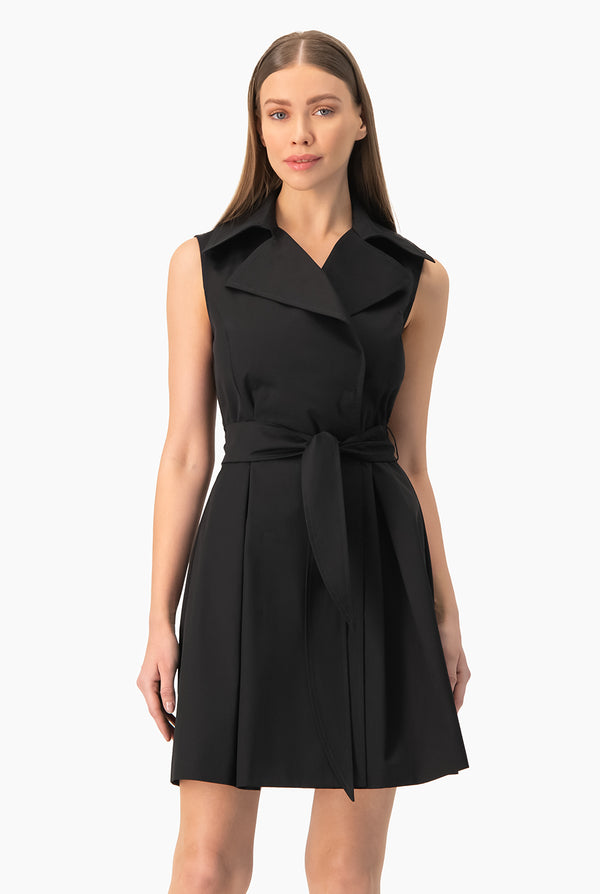 Vestido sin mangas cruzado negro