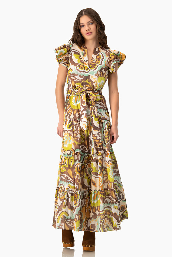 Vestido midi volantes en sisa