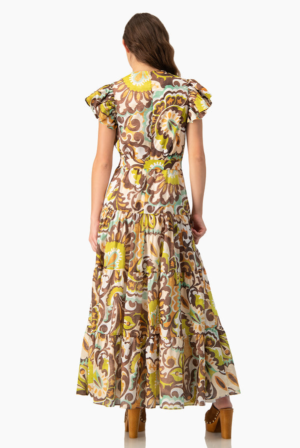 Vestido midi volantes en sisa