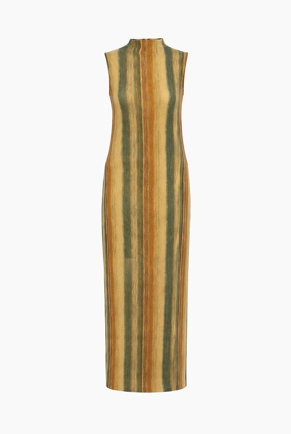 Vestido largo sin mangas y abertura