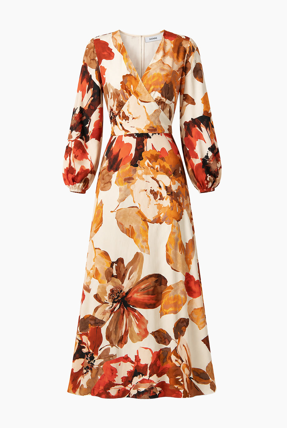 Vestido largo Ivonne con estampado floral y escote en V