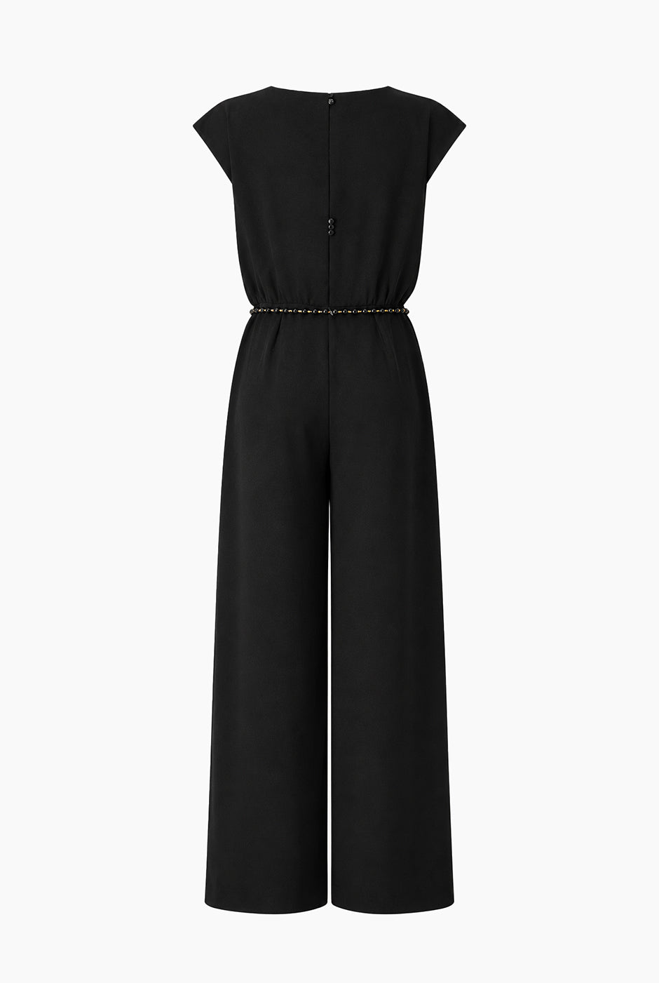 Jumpsuit Ivonne negro con hombro caído y cinturón