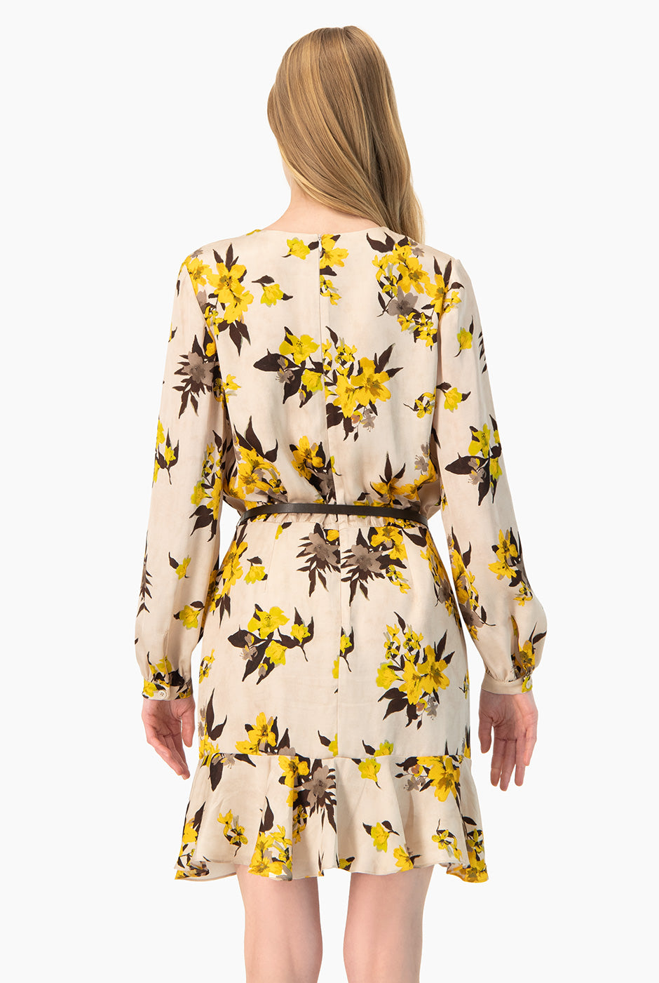 Vestido Ivonne corto con estampado floral y manga larga