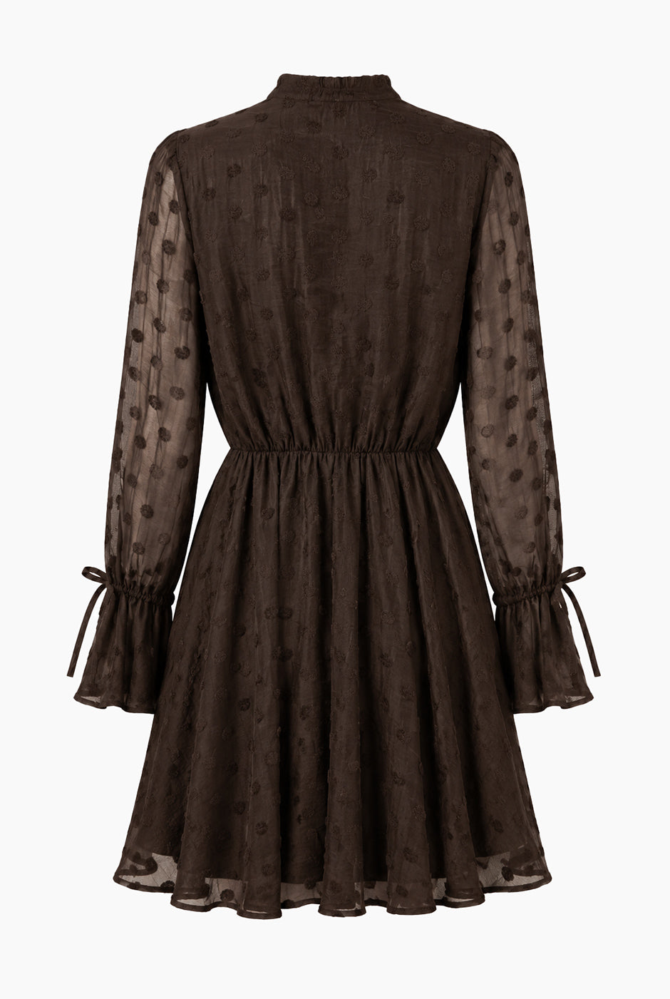 Vestido Ivonne corto café con escote en V y lazo