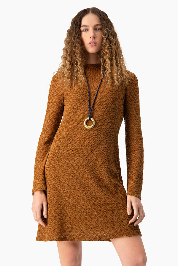 Vestido Ivonne tejido corto cafe