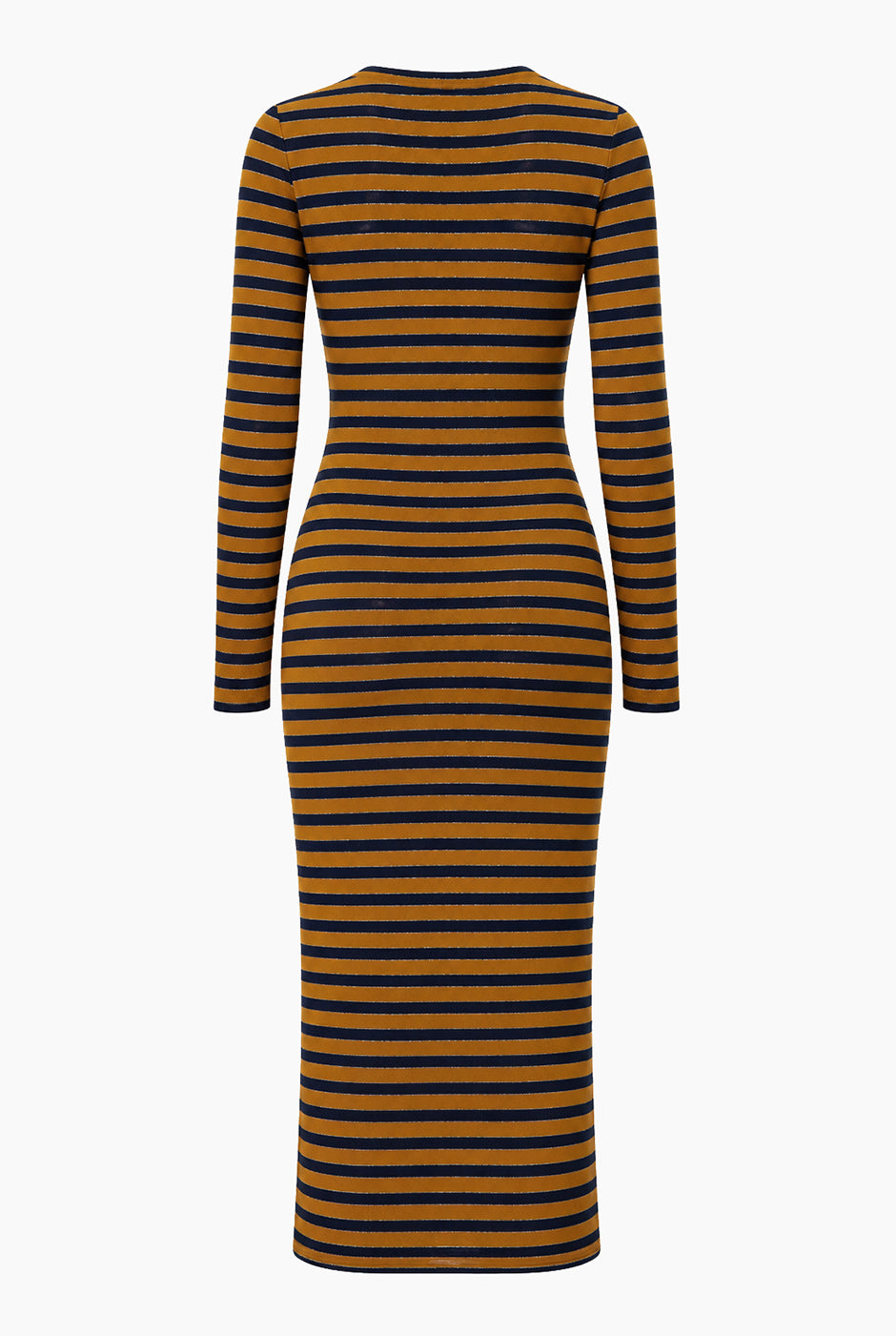 Vestido Ivonne midi de manga larga con estampado de rayas multicolor