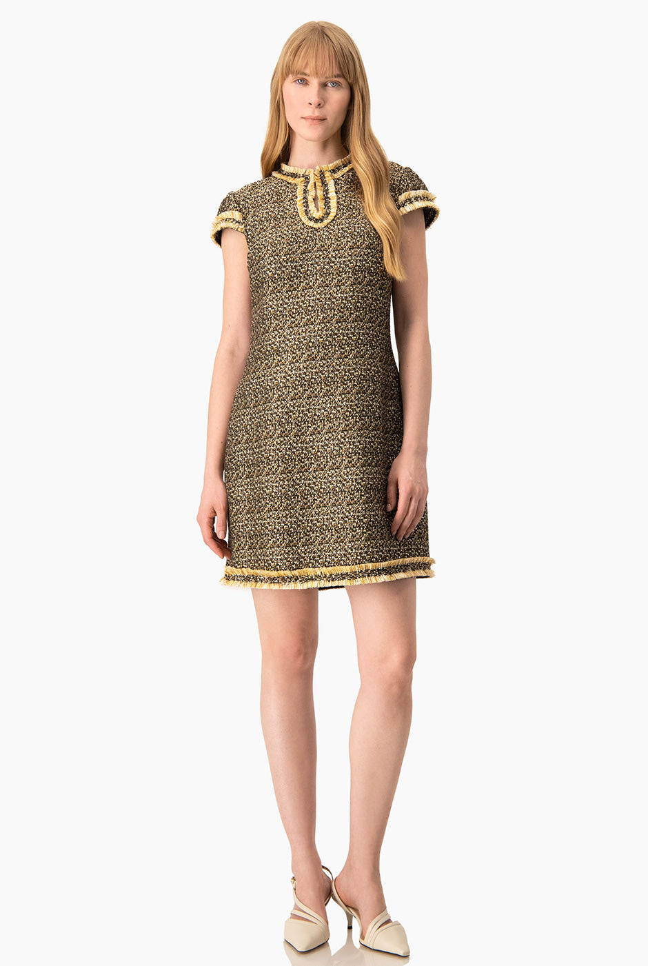 Vestido Ivonne corto tejido multicolor con escote de gota