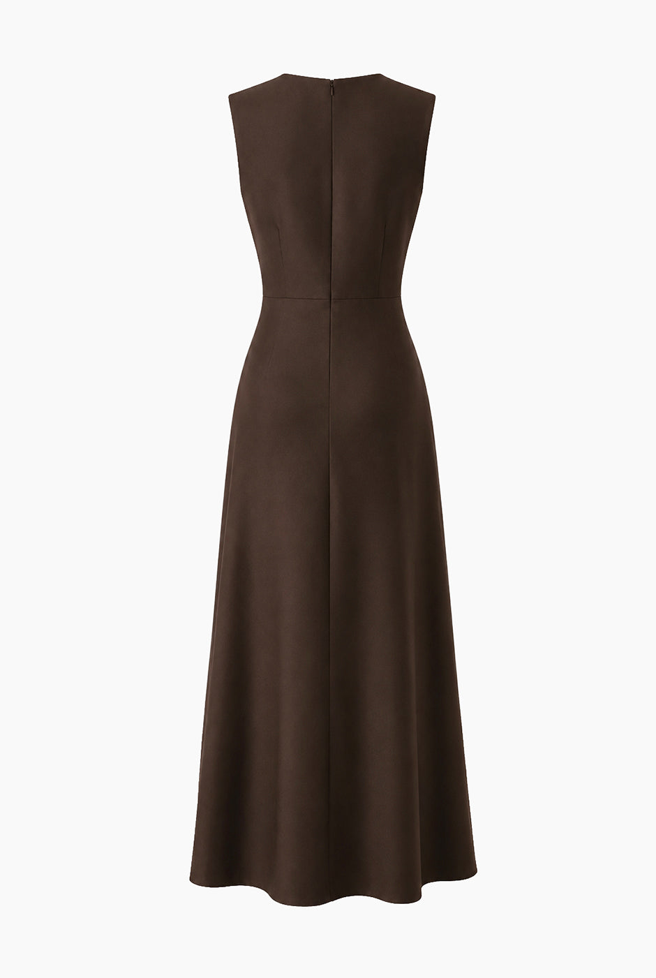 Vestido largo Ivonne sin mangas color café con escote tipo gota
