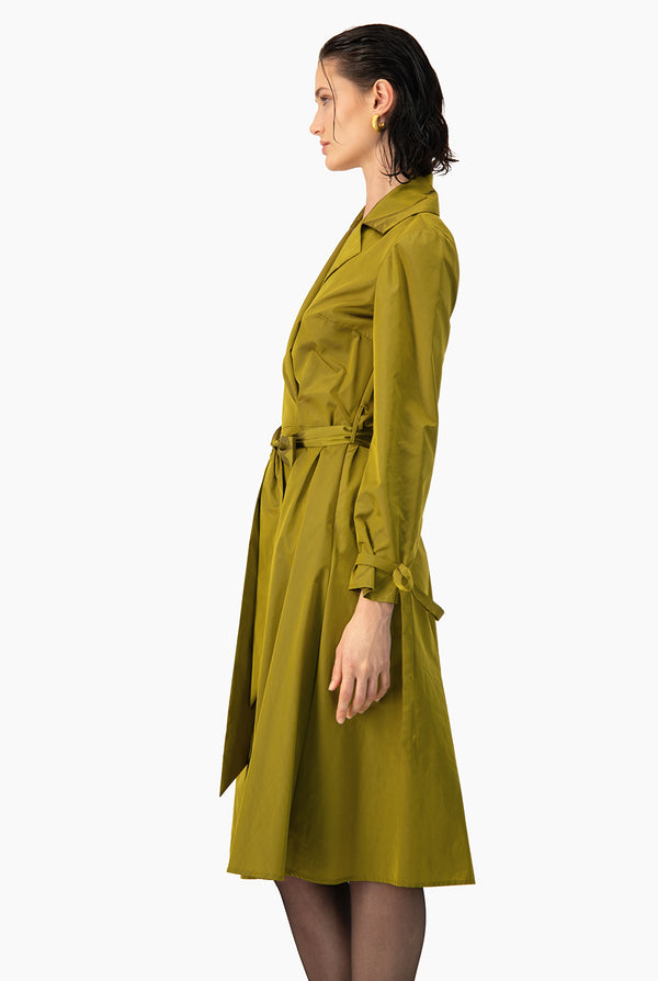Vestido Ivonne midi verde con cinta
