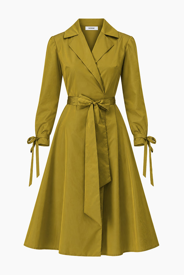 Vestido Ivonne midi verde con cinta