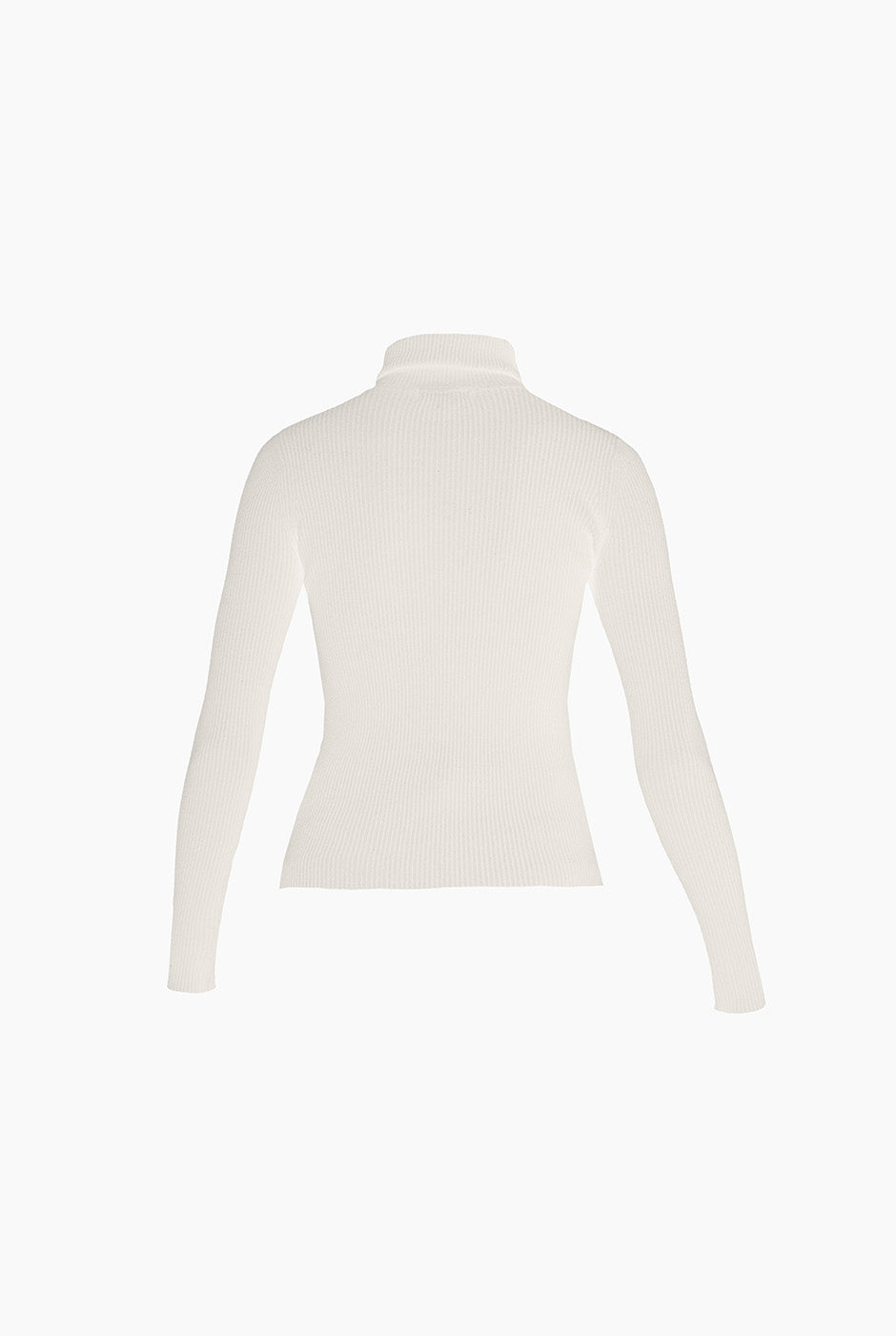 Suéter ribbed acanalado de color hueso con cuello tortuga