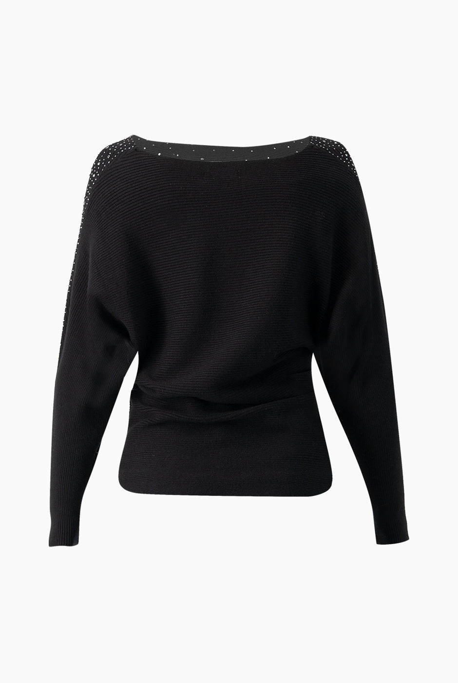 Suéter negro con piedras brillantes y mangas largas