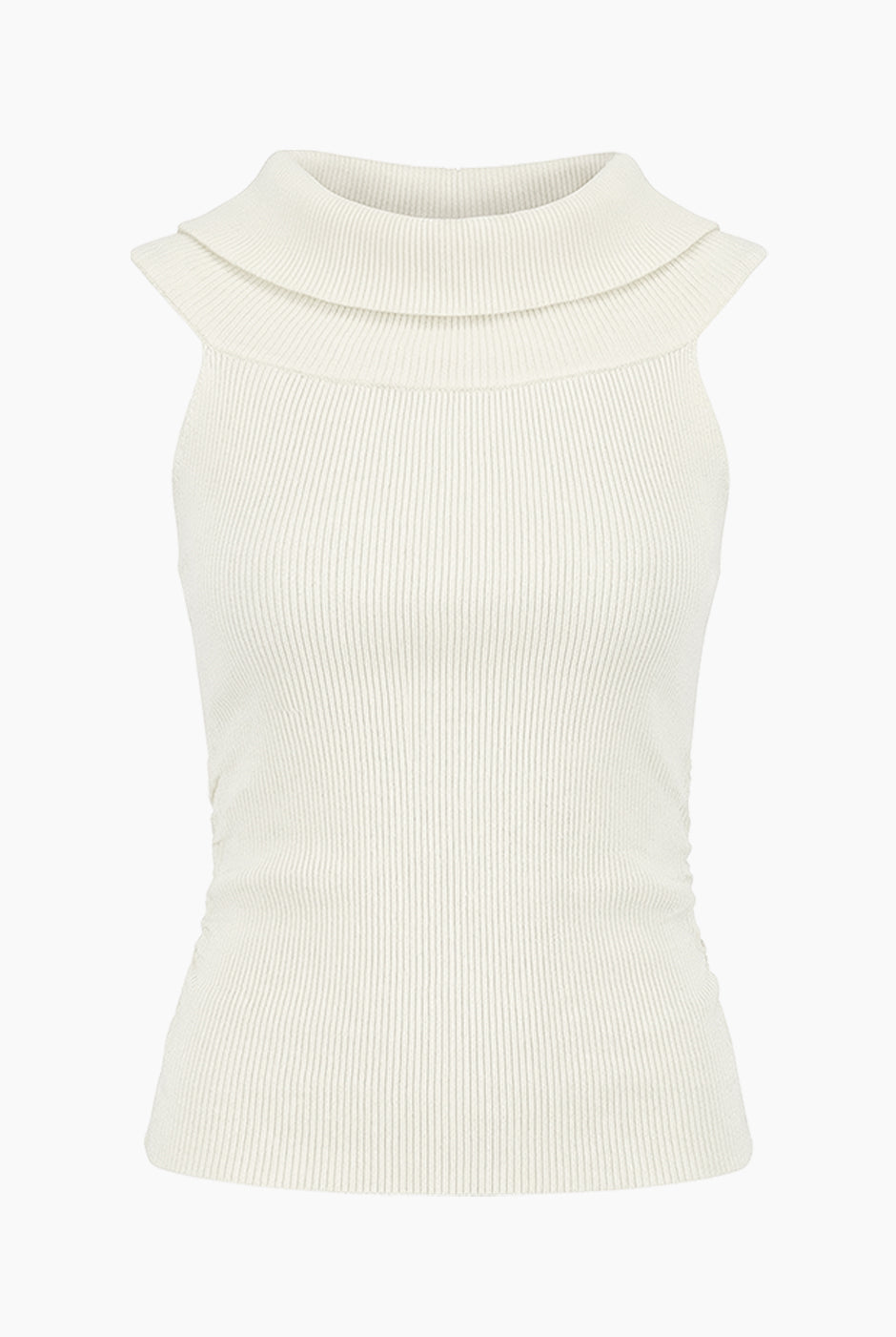 Top Rib Off-Shoulders en tejido acanalado color hueso