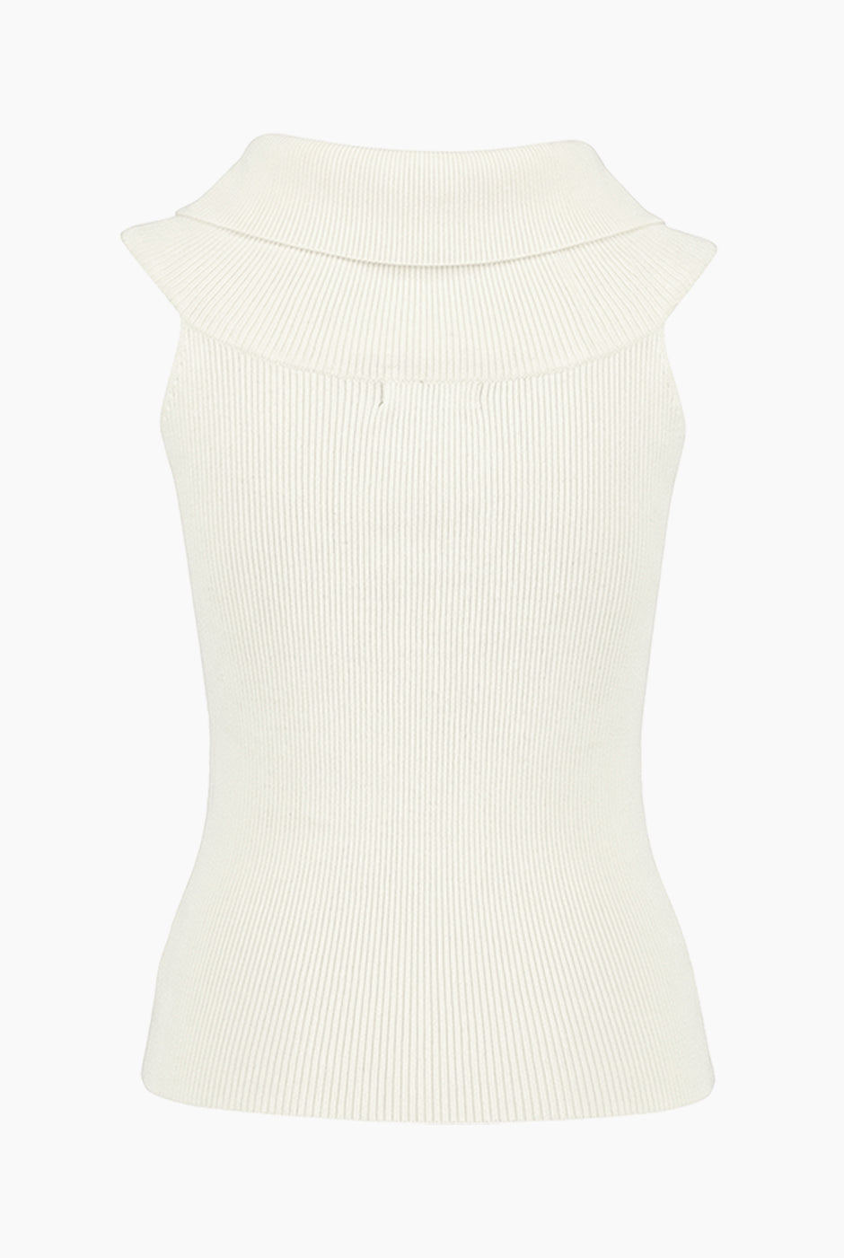 Top Rib Off-Shoulders en tejido acanalado color hueso