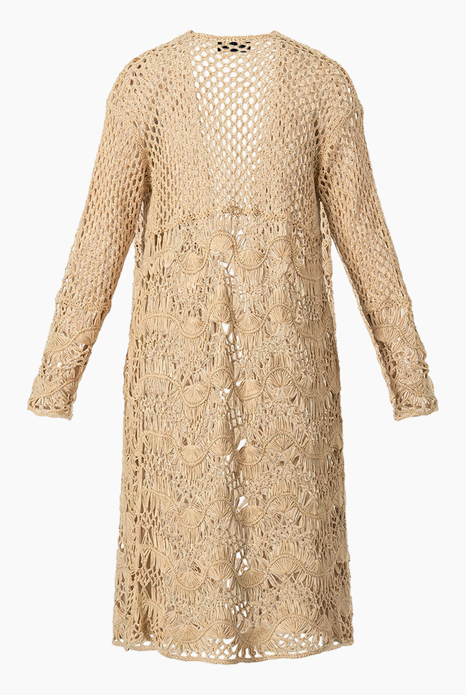Cárdigan calado beige de tejido crochet