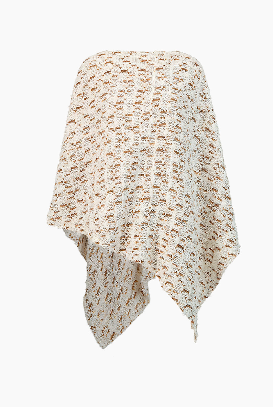 Poncho tejido multicolor con diseño geométrico de Ivonne
