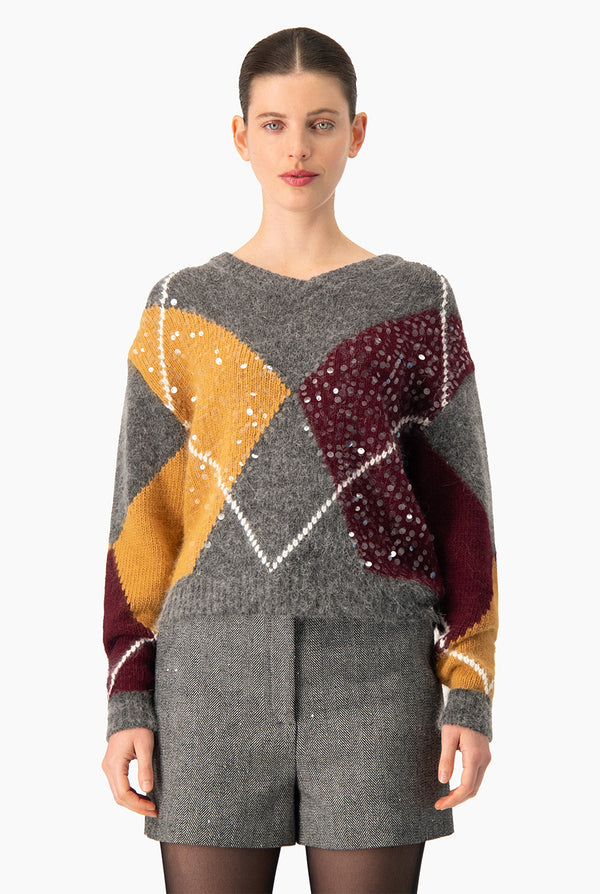 Pullover Preppy Sequins