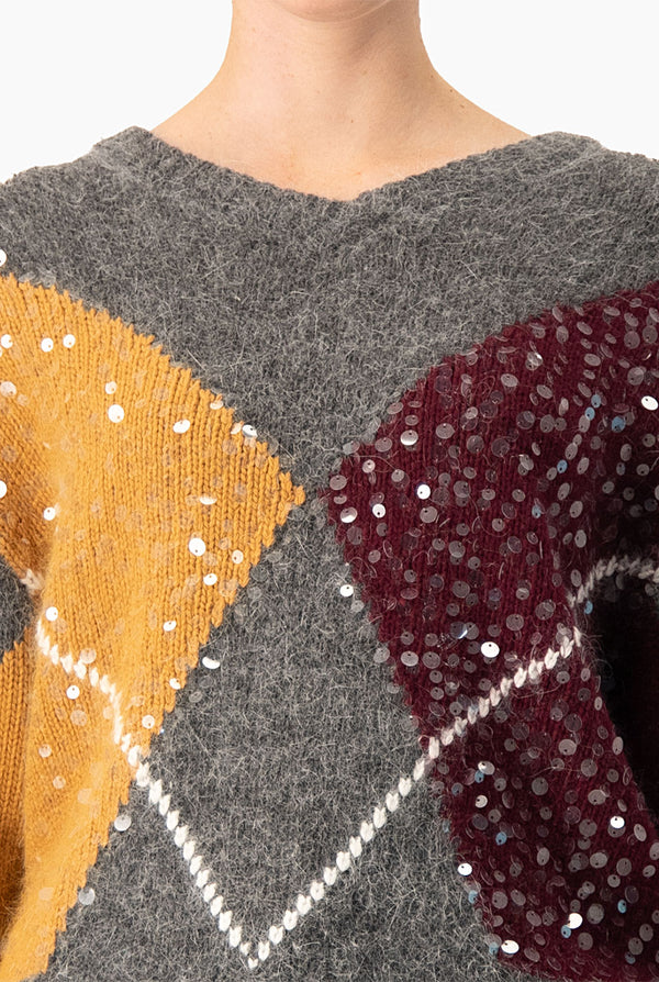 Pullover Preppy Sequins
