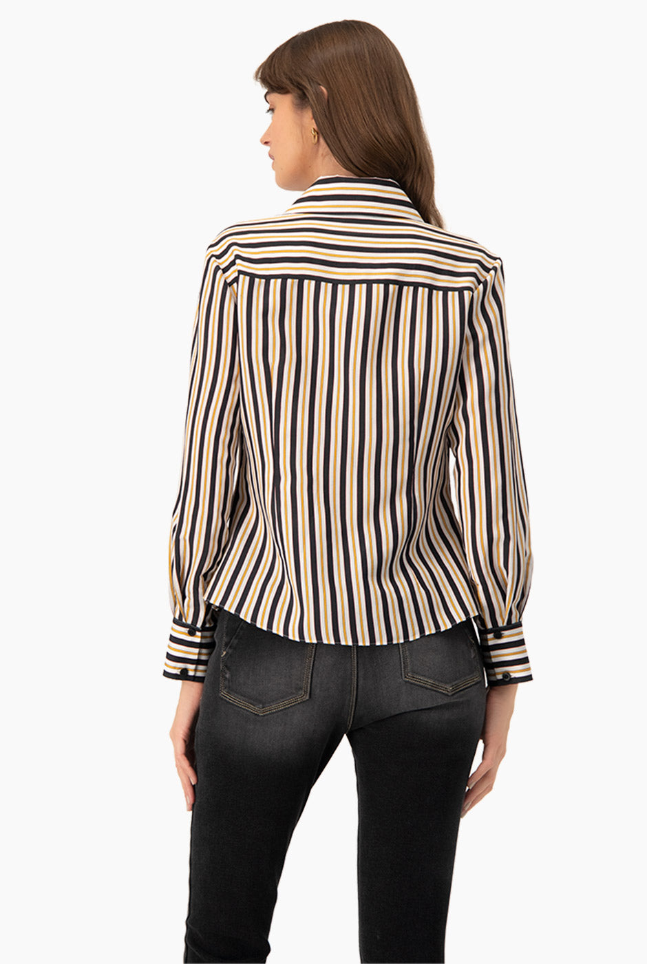 Camisa clásica multicolor de rayas y botones frontales