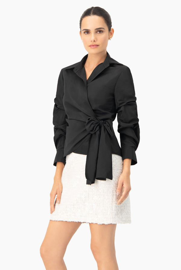 Camisa cruzada de manga larga