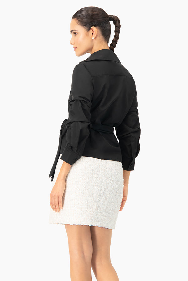 Camisa cruzada de manga larga