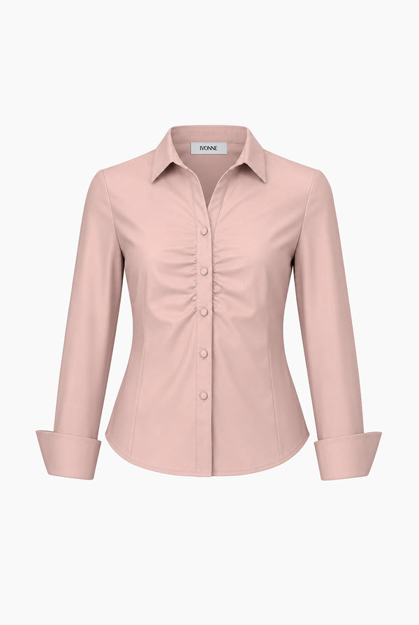Camisa Ivonne en tela de vinipiel