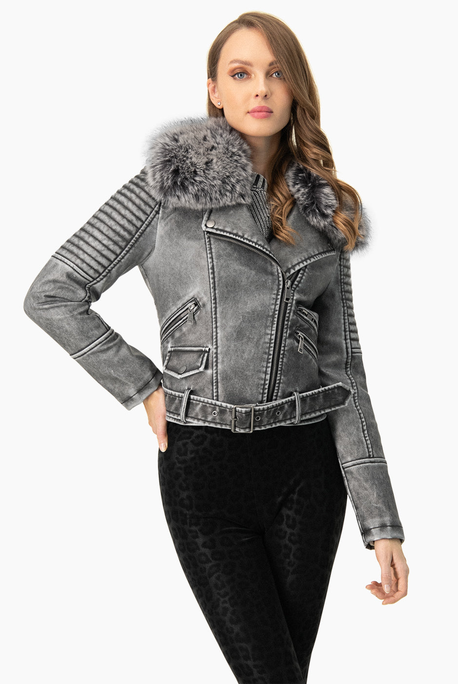 Chamarra Biker Grey