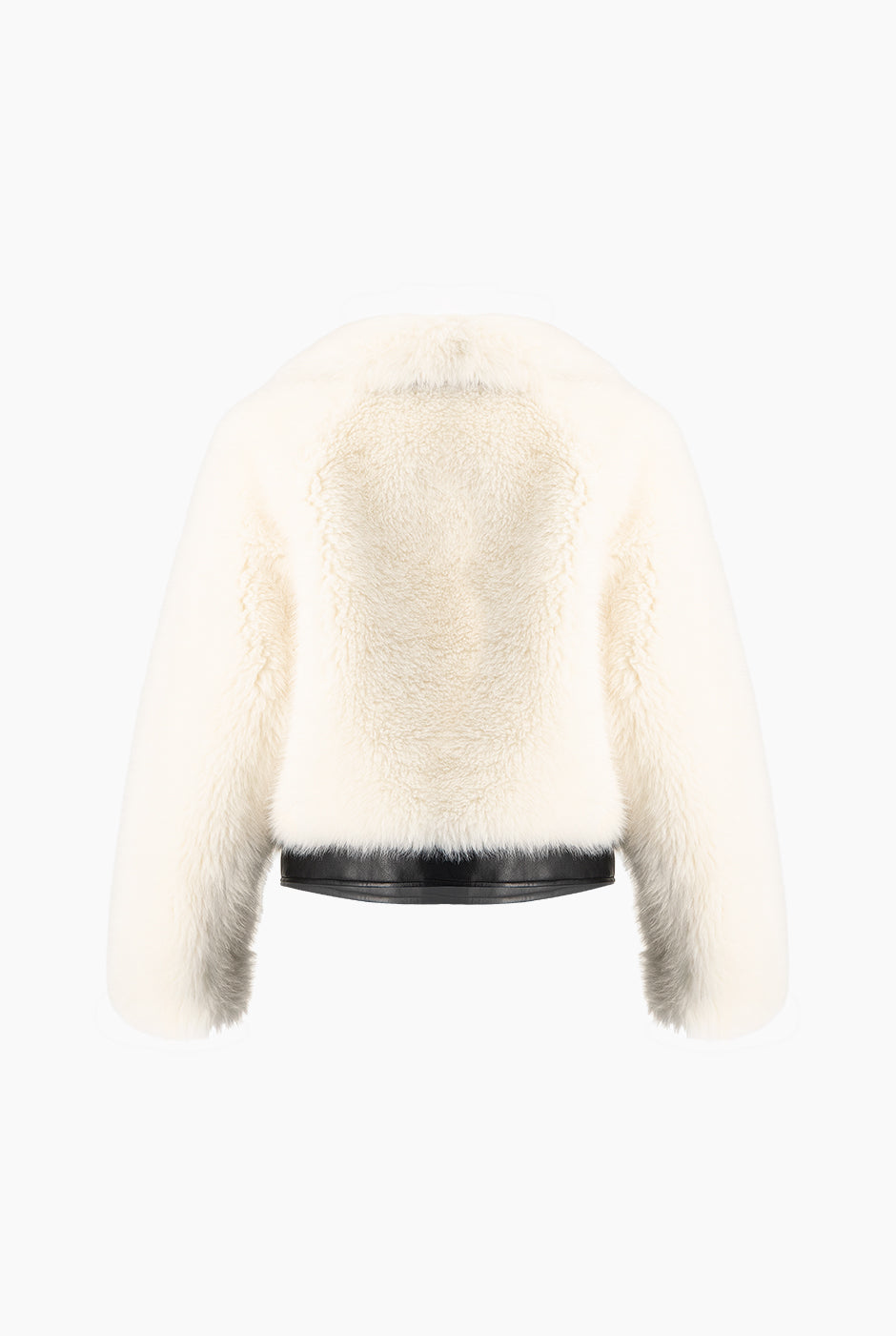 Chamarra Biker Fur Off-White con ecopiel y bolsillos laterales