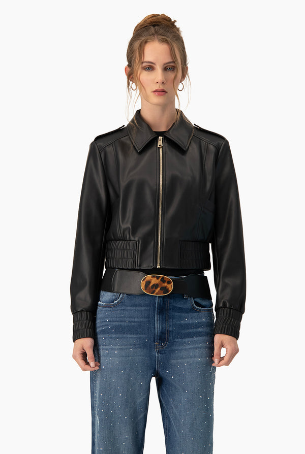 Chamarra PU Bomber