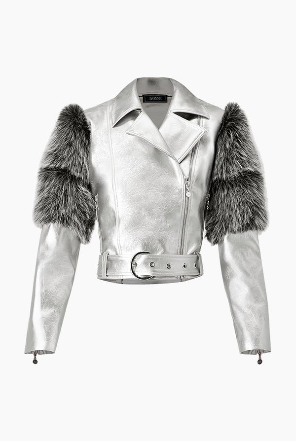 Chamarra corta lisa con peluche