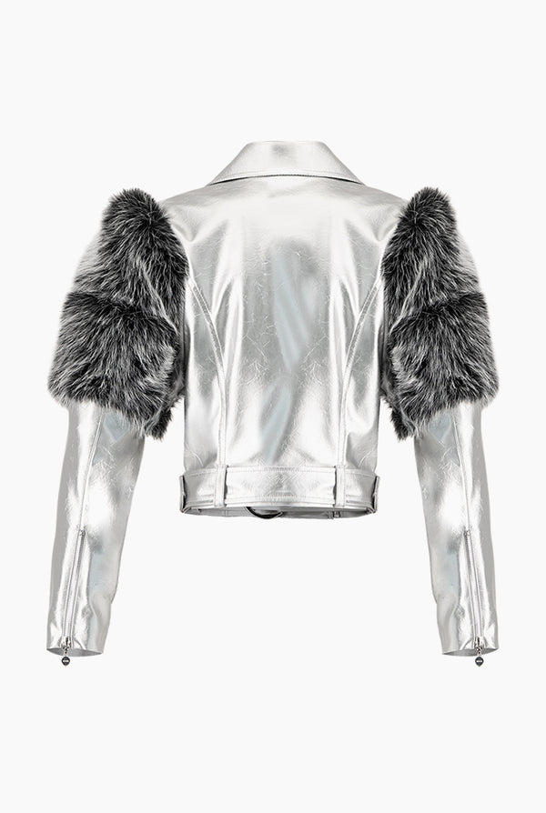 Chamarra corta lisa con peluche