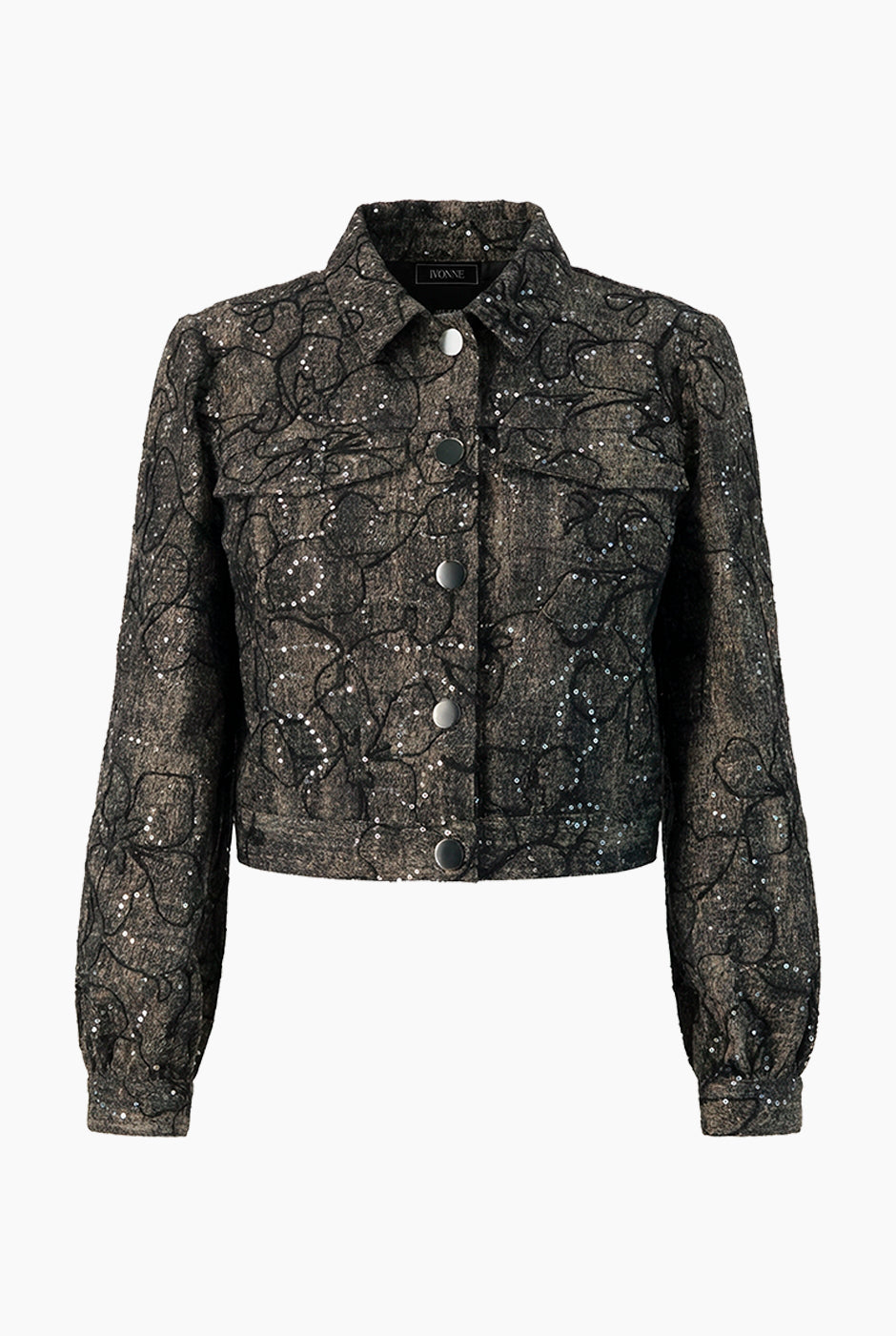 Chamarra Biker Negra con bolsillos y brillo