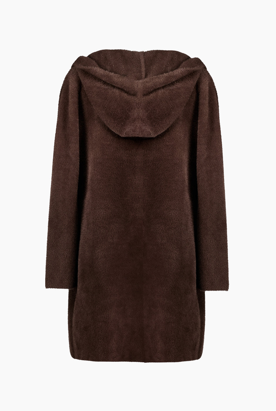 Cárdigan Extra Soft de pelo sintético café con gorro