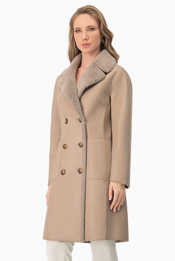 Abrigo Maxi Reversible PU/Faux-Fur