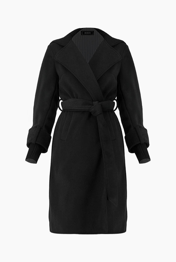 Abrigo largo cruzado con cardigan