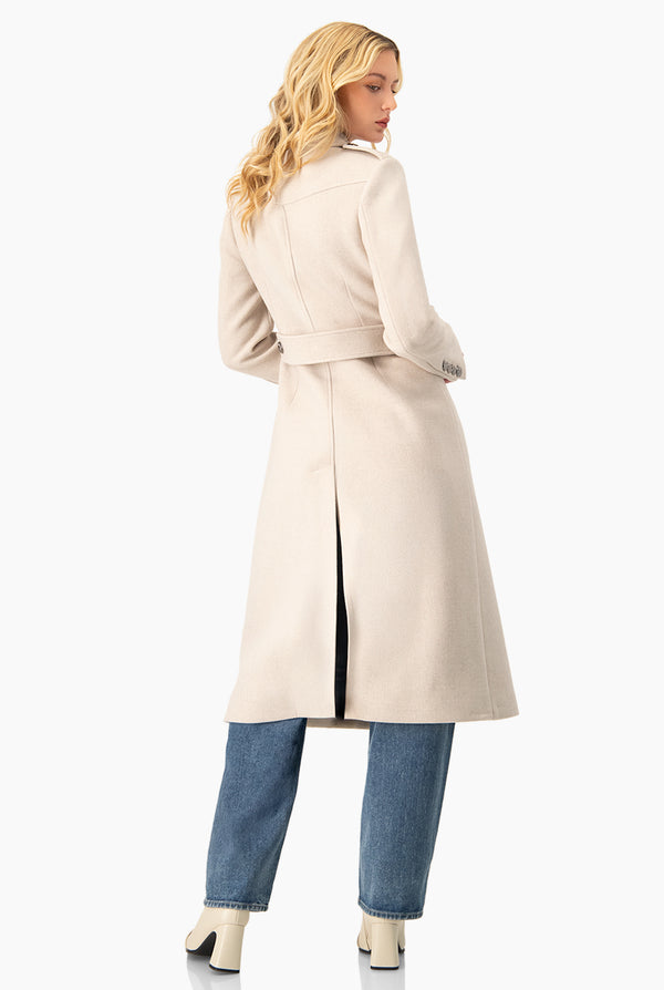 Abrigo liso largo cruzado