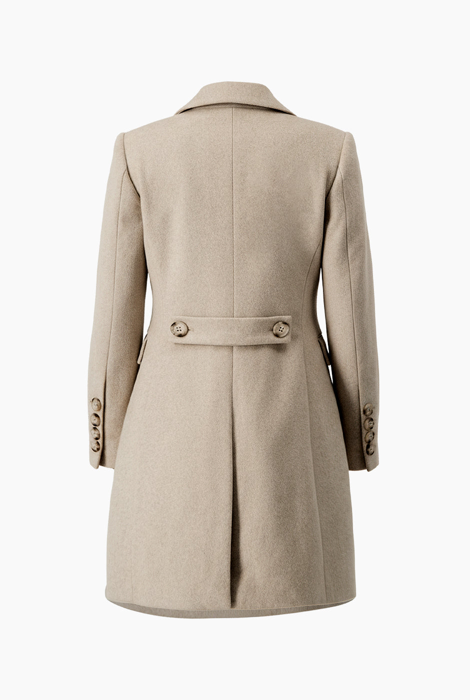 Abrigo largo marfil con botones y solapa amplia