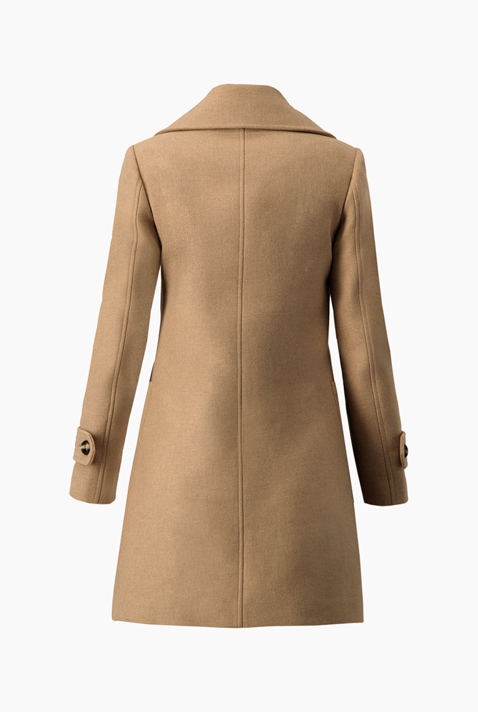 Abrigo café elegante con botones y bolsillos