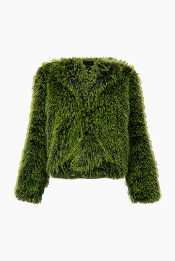 Abrigo corto de peluche verde